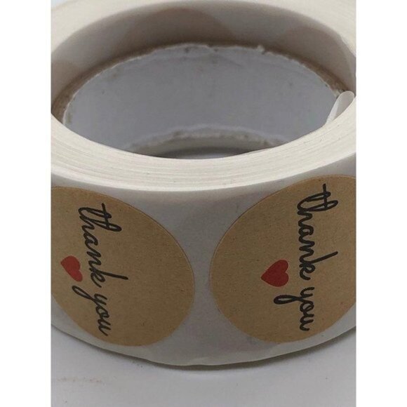 Thank You Stickers Kraft Paper with Red Heart 500p - Picture 3 of 4